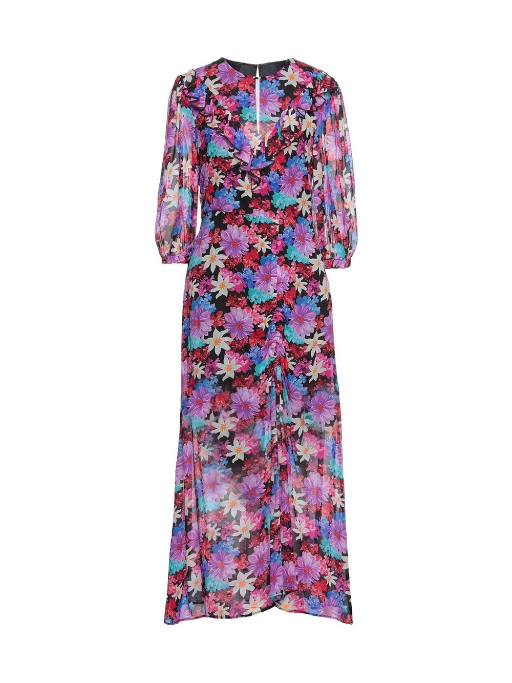 Pinko Floral Maxi Dress in Black, Pink, Purple